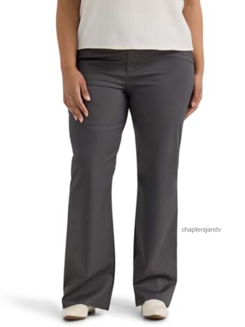 Plus Size Wrinkle Free Mid Rise Bootcut Pants Stretch Slacks